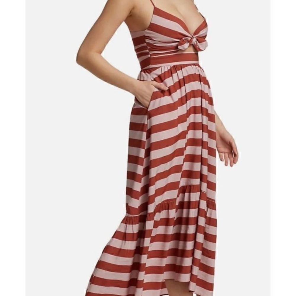 A.L.C. Laurel Maxi Dress in Rust & Lavender Stripe - Picture 3 of 10
